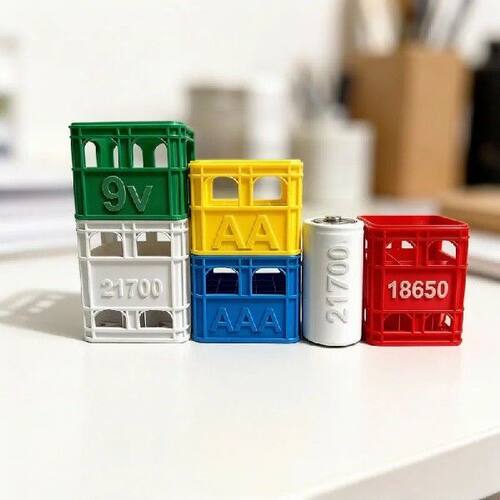 3D Printed Beer Crate Style Stackable Battery Storage Box,