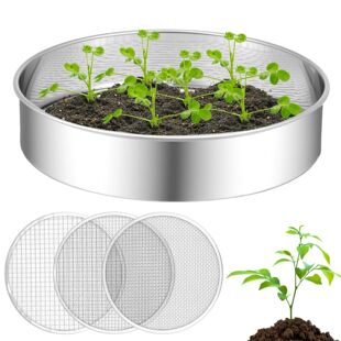 Mesh Garden 4Pcs Sieves Stainless Steel Round Soil Set