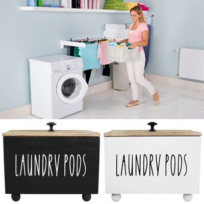 Laundry Pods Container Solid Wood Dryer Sheet Holder with