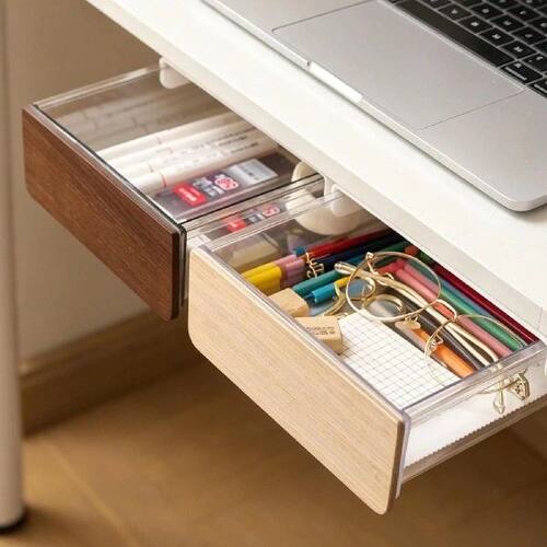 Under Desk Storage Organizer Cabinet PP Drawer Type Box