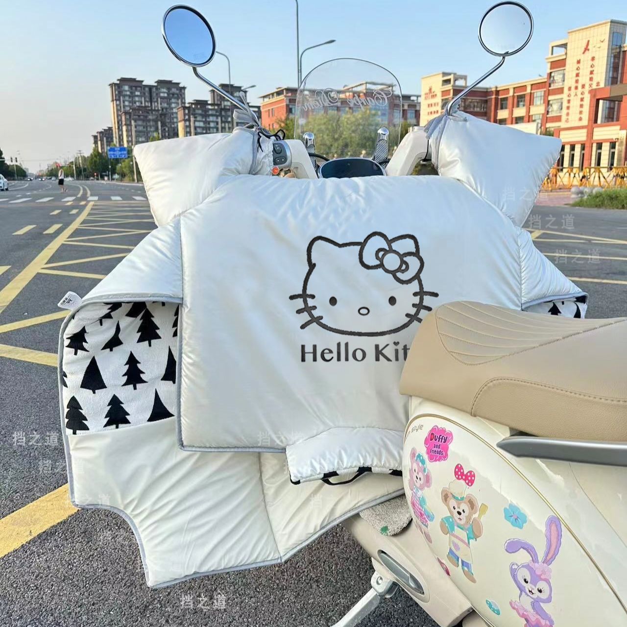 kitty电动车挡风被冬季加绒加厚