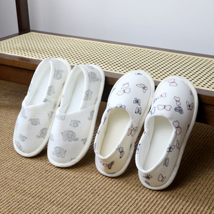 防滑透气软底包跟静音室内居家棉拖鞋 印花棉布卧室 女四季 月子鞋
