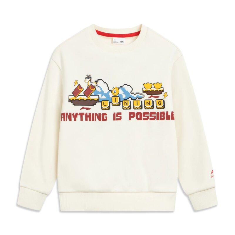 李宁儿童男女小童加绒保暖套头卫衣2026春季新款宽松卫衣YWDW113