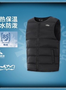 李宁羽绒马甲男女大童冬季85%鸭绒加厚保暖圆领运动背心YMRV005