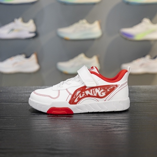 潮流运动鞋 李宁休闲鞋 YKNV012 时尚 魔术贴小白鞋 板鞋 男女小童春季