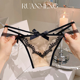 迷失伊甸园～纯欲性感网纱低腰蕾丝蝴蝶结诱惑法式三角内裤女士