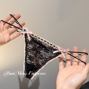 蜜糖少女～法式蕾丝内裤女纯欲可爱性感勾人蝴蝶结内裆纯棉丁字裤