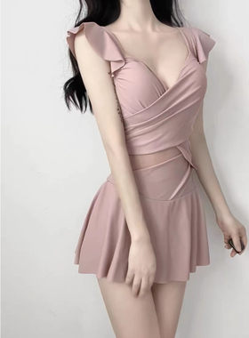 2023夏新款泳衣女连体裙式钢托