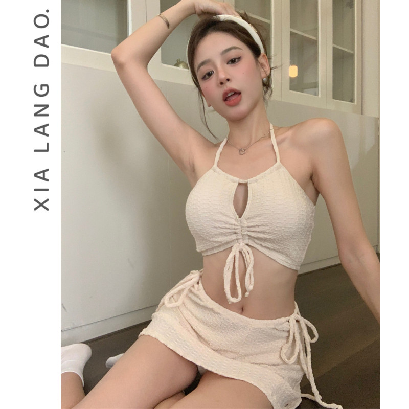 2023新款泳衣女比基尼显瘦分体裙式聚拢性感沙滩少女性感泡温泉