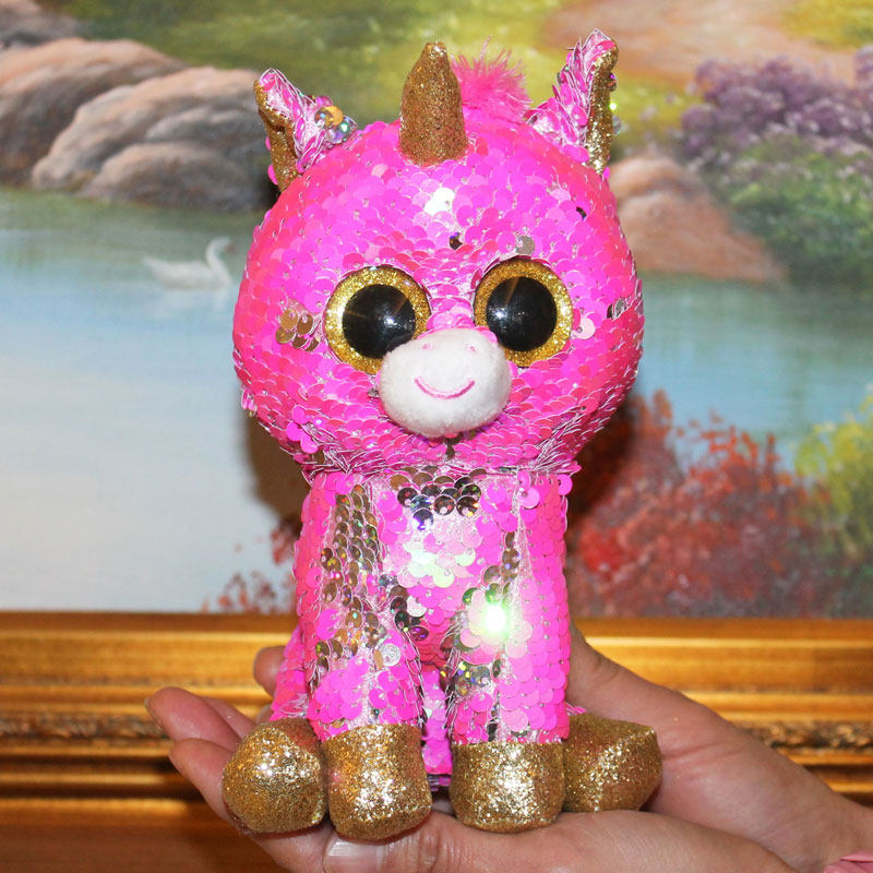 美国亮片独角兽玩偶变色猫咪兔子企鹅玩具恐龙公仔妇女王神节礼物