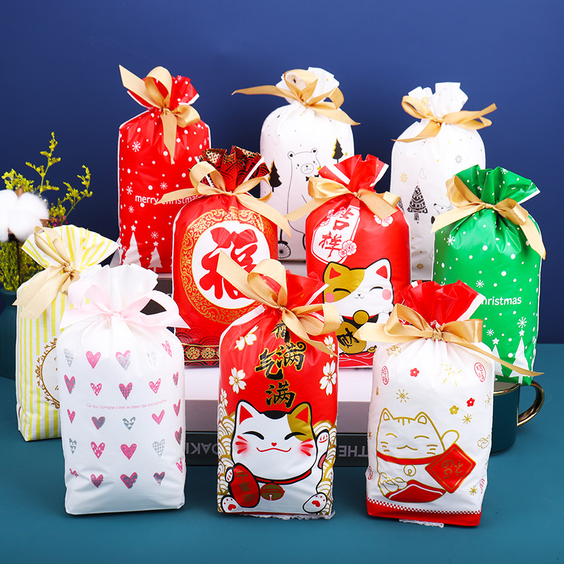 牛轧糖包装抽绳袋圣诞节雪花酥饼干糖果万圣节抽绳束口礼品包装袋