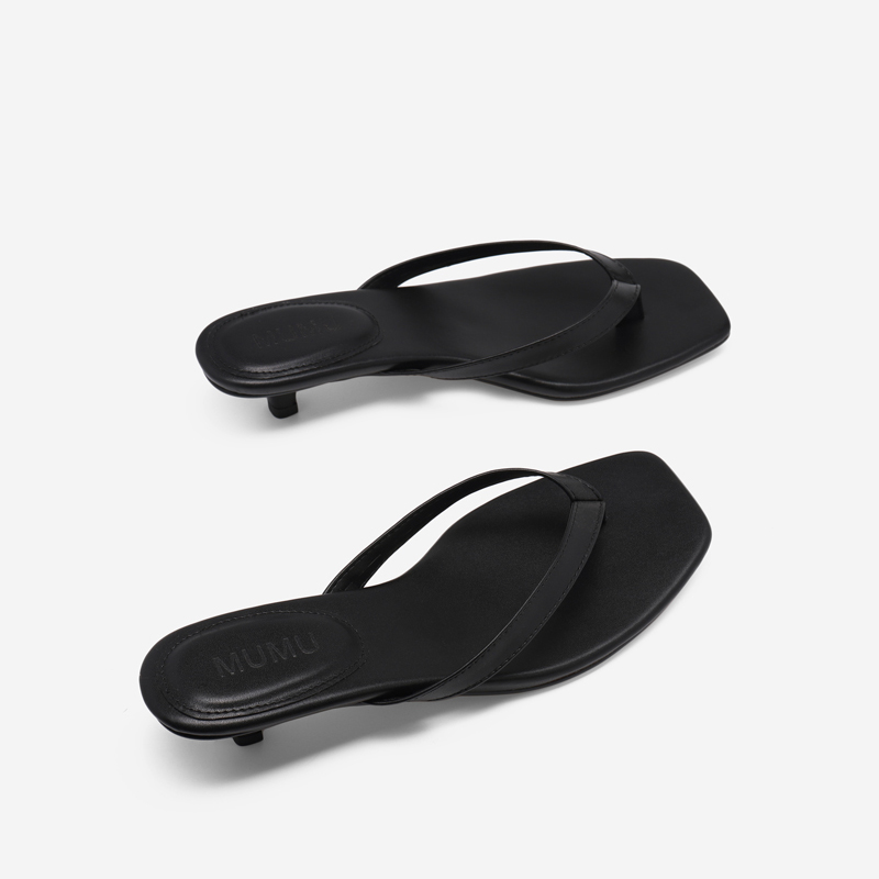 2023夏季细跟时尚小高跟人字拖