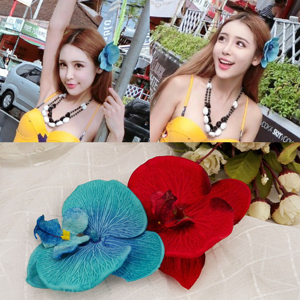 波西米亚风配饰品大蝴蝶兰花朵边夹发夹发饰头饰新娘头花海边度假