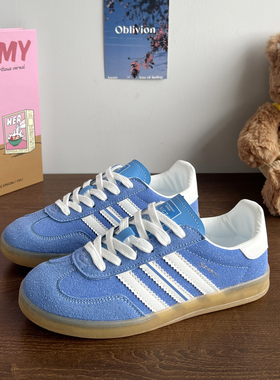 冬天鞋子男鞋新款蓝色德训鞋男款 百搭复古板鞋情侣休闲运动鞋女