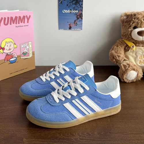 冬天鞋子男鞋新款蓝色德训鞋男款 百搭复古板鞋情侣休闲运动鞋女