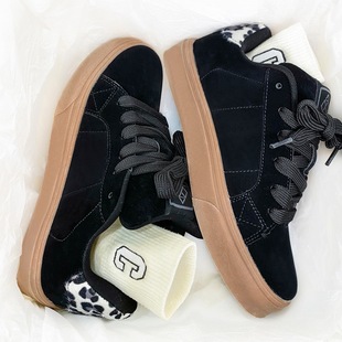 面包鞋黑色鞋子男鞋增高运动鞋 春季新款休闲女板鞋美式高街情侣