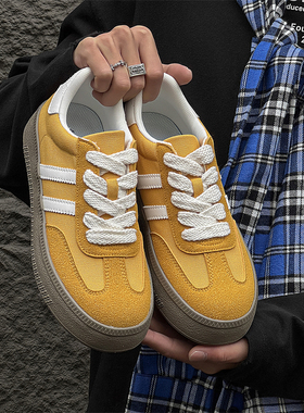 黄色鞋子男鞋增高板鞋美式高街 夏季新款德训鞋男款休闲运动鞋潮