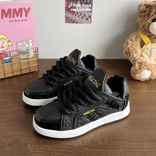 黑色鞋子男鞋百搭增高板鞋男款 冬季新款潮流面包鞋情侣休闲鞋女