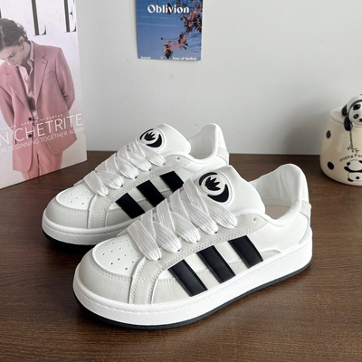 冬天鞋子男鞋新款加绒板鞋男士 百搭休闲鞋厚底情侣小白鞋女潮流