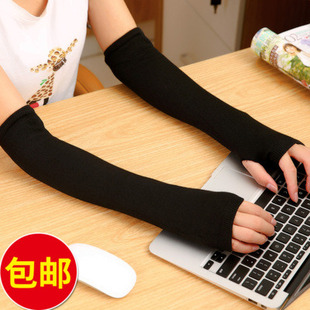 袖 子女秋冬长款 套半指手套针织毛线胳膊保暖手套 套假袖 手臂套袖
