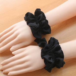 宽约7CM白色黑色双层布艺弹力手袖 大腿环纯色jk腕带袜圈女仆配饰