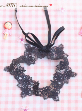 choker镂空黑色蕾丝系带锁骨链