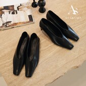 平底踩跟单鞋 平底鞋 2026 方头羊皮片片跟女巫鞋 返场 ALEXSARA