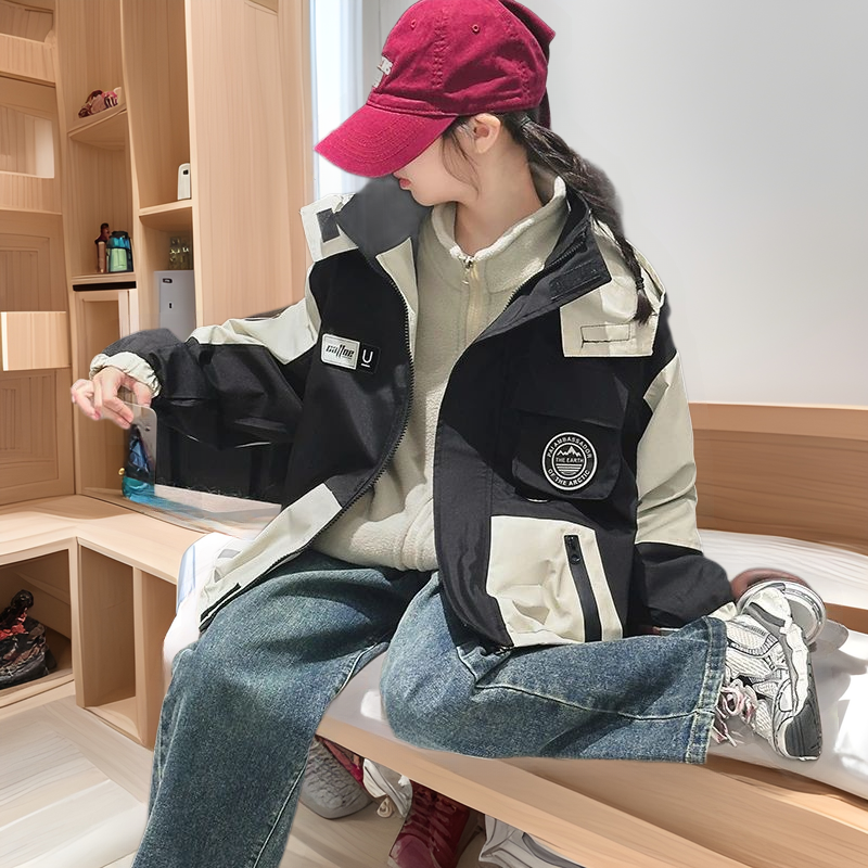 男童冲锋衣两件套秋冬儿童加棉加厚绒可拆卸外套三合一2025新款潮