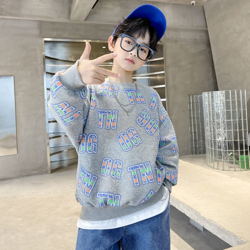 童装男童卫衣秋装2025年新款儿童长袖T恤中大童时髦帅气春秋款潮t