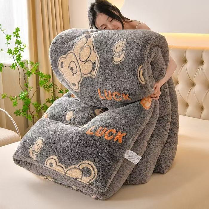 雪花绒被子冬天加绒被子牛奶绒刺绣被芯加厚保暖被（数量有限）