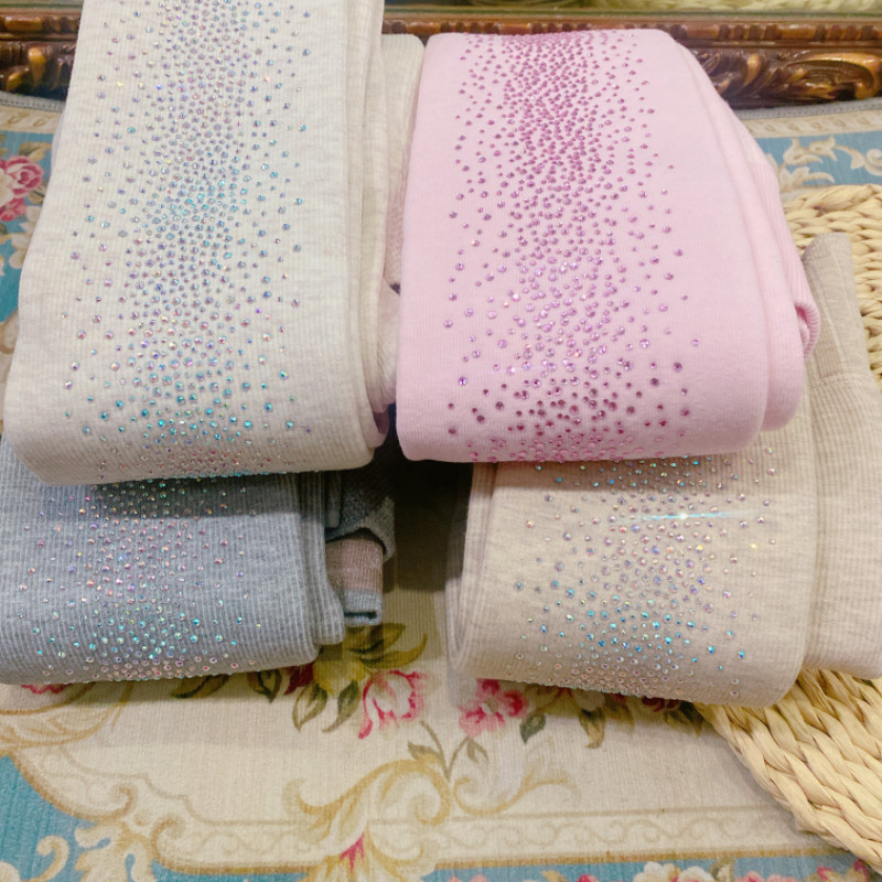 冬款加绒烫钻闪闪白色日系连裤袜女水钻粉色打底裤网红同款袜子女