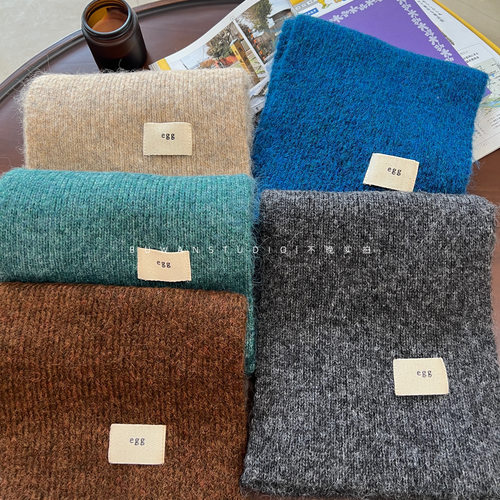 秋冬纯色韩系ins羊毛显白围巾