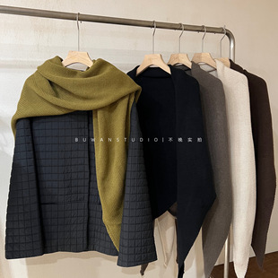 松弛感密码丨复古粗棒针织高品质温柔慵懒气质大三角巾披肩围巾