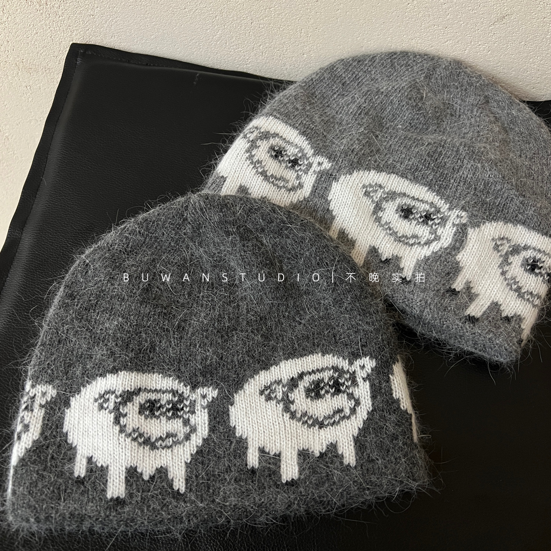 韩系轻亚中性风小羊提花包头冷帽