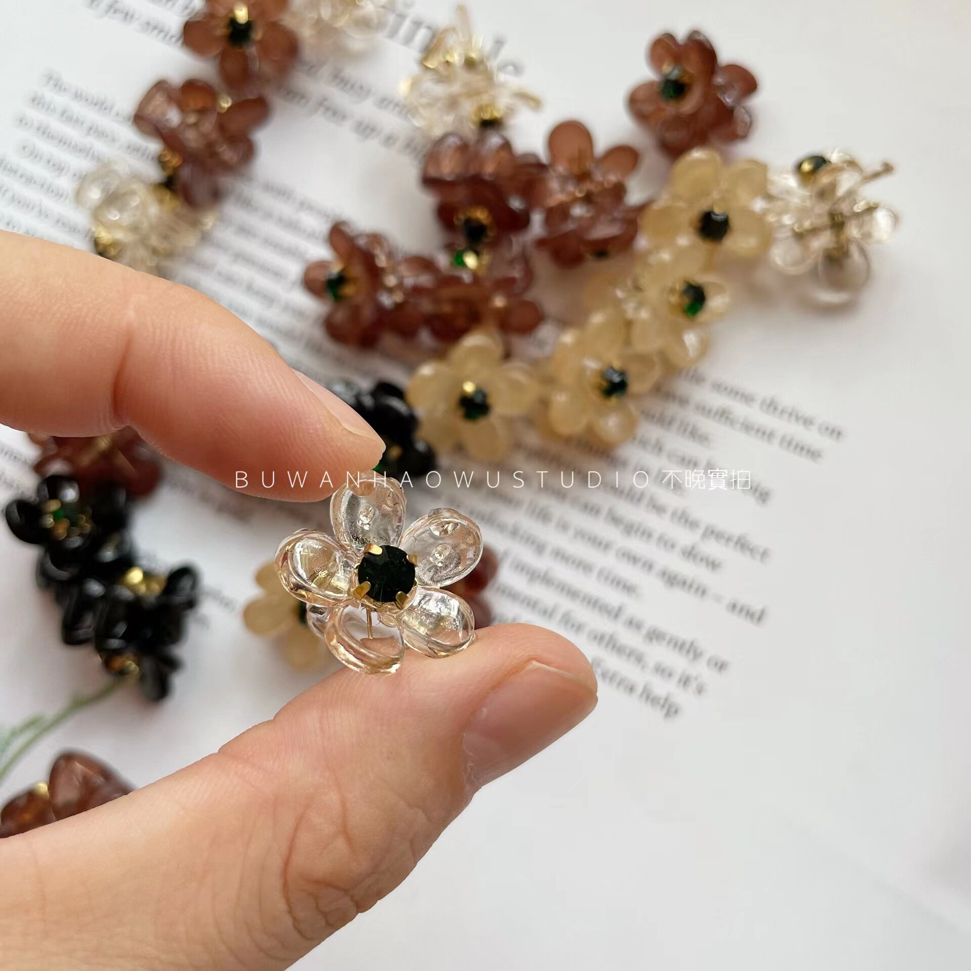 精致到不行|韩系花朵可爱水钻发卡刘海夹碎发编发减龄小发抓