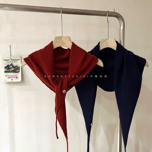 逢人就夸~韩系氛围感秋冬百搭羊毛披肩三角巾围巾外搭穿搭点缀