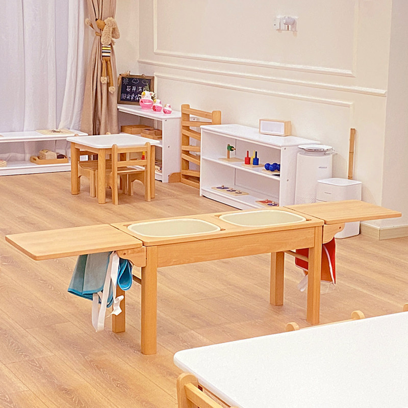 榉木蒙氏日常教具蒙特梭利华德福幼儿园托育园洗手洗衣洗碗台