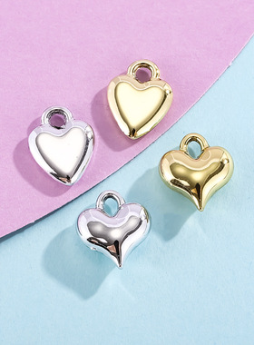 心形配饰挂件爱心吊坠简约光面电镀合金饰品配件diy手链项链服饰