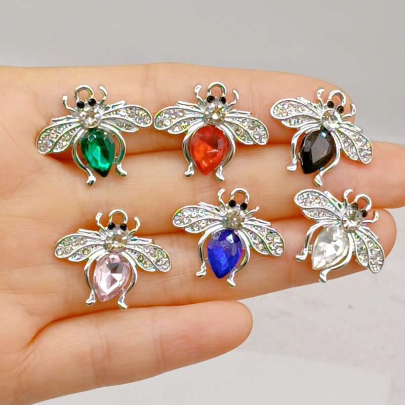 diy合金配件水钻蜜蜂造型手工耳环服装饰品项链吊坠镶钻辅料