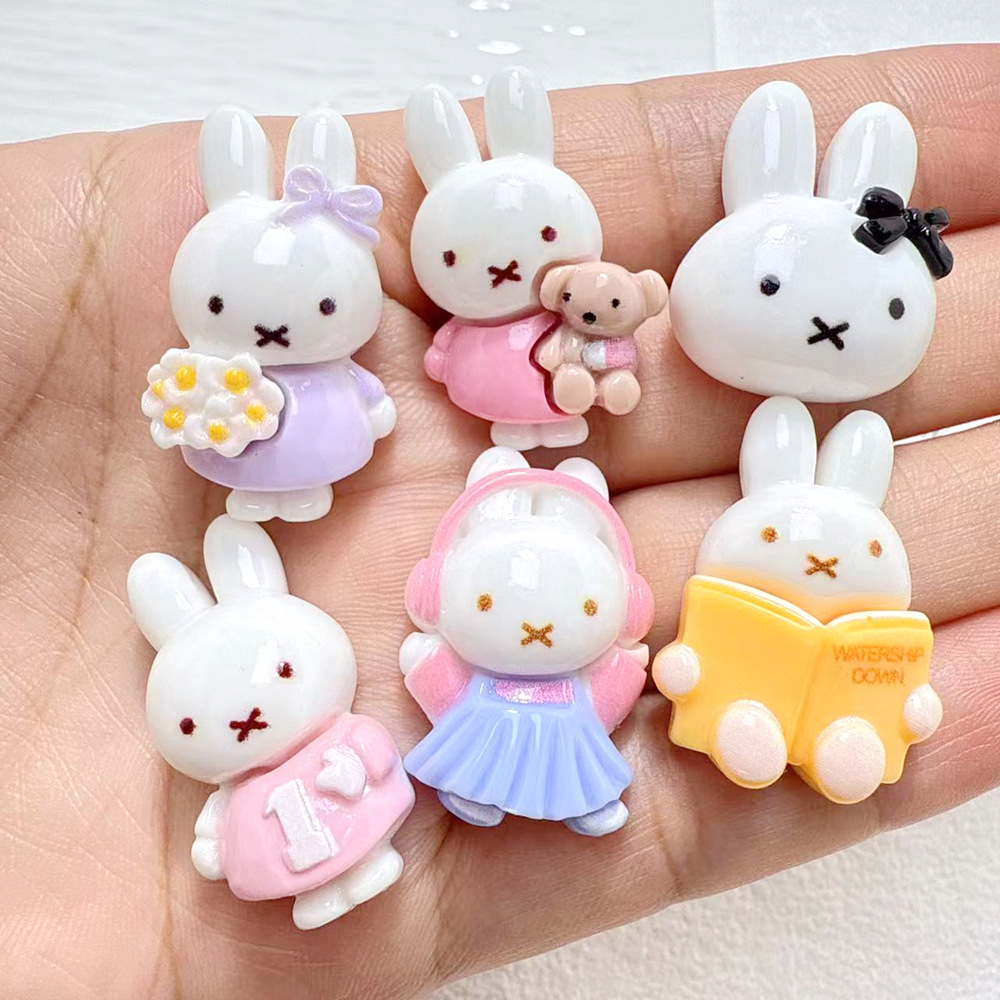 卡通萌萌小兔diy树脂配件奶油胶发夹手机壳水杯鞋扣钥匙扣吊坠配