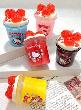 立体喵咪冰奶油杯食玩卡通手工diy饰品配件奶油胶树脂小配件材料