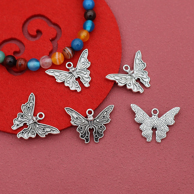 古风蝴蝶藏银合金吊坠 项链耳饰发簪服饰箱包挂饰坠饰DIY饰品配件