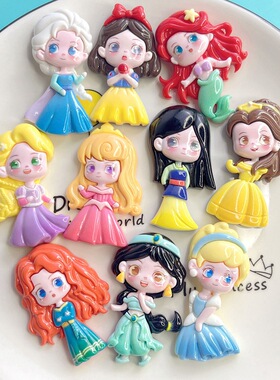 新款 大号 白雪公主动漫卡通树脂配件 奶油胶diy头饰抓夹 钥匙链