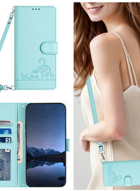 适用OPPOFindx7手机壳斜挎挂绳Finx7Ultra翻盖皮套FINDX6趴趴猫0pp0findX5全包防摔X3lite小清新钱包式新款