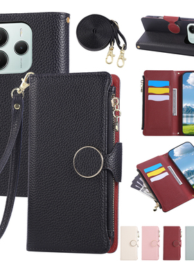 适用华为荣耀x60手机壳200SMART斜挎Honor新款x8b全包防摔壳畅玩50 5G翻盖皮套Magic7Lite背带挂绳钱包式新款