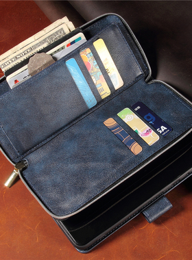 15欧美商务卡包适用苹果14promax手机壳iPhone13pro翻盖式11保护套12pro零钱包xsmax新款16拉链17皮质7/8PLUS