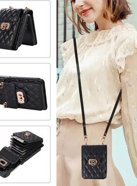 新款网红插卡零钱包适用三星zflip5手机壳折叠屏GalaxyZ Flip7斜挎可背挂绳Flip6小香风皮质背包zflip3保护套