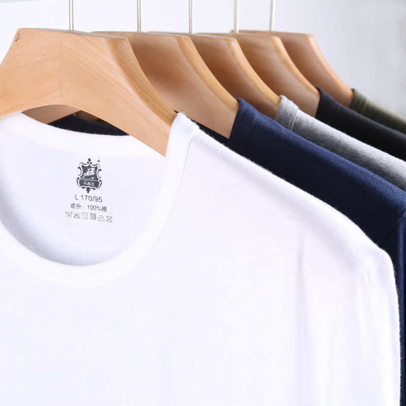 중년 및 노인을위한 언더 셔츠 남성용 순면 라운드 넥 코튼 노인 셔츠 노인용 느슨한 바닥 반팔 플러스 사이즈 조끼