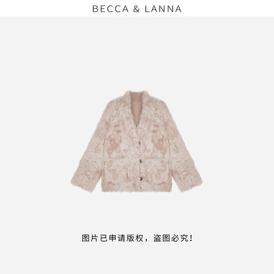 【朵姐臻选】 D0286女士软黄金水波纹小湖羊皮毛一体皮草