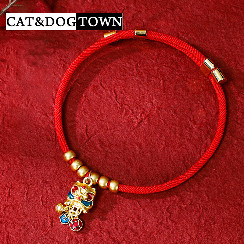 日本猫咪项圈红绳宠物手工编织